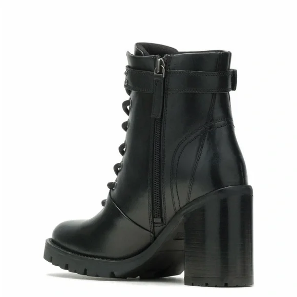 Harley-Davidson Adina Lace-Up Moto Boots Women’s 7 Black Leather Block Heel - Picture 6 of 7